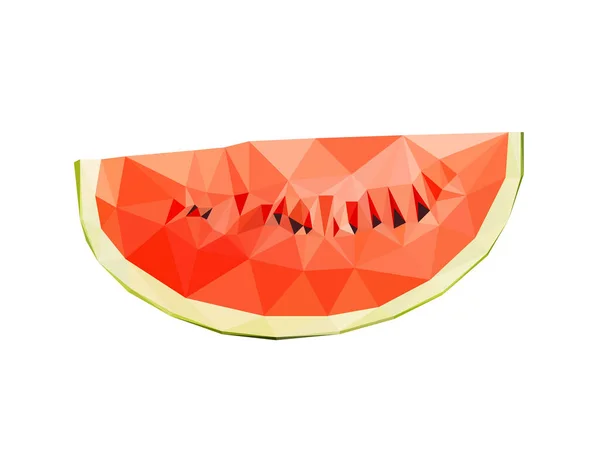 Slice Watermelon Low Poly Illustration White Background Triangular Polygon Illustration — Stock Photo, Image