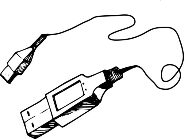 Gewone USB-draad adapter naar telefoon — Stockvector