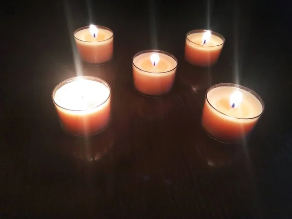 Five Candles Black Background — Stock Photo, Image