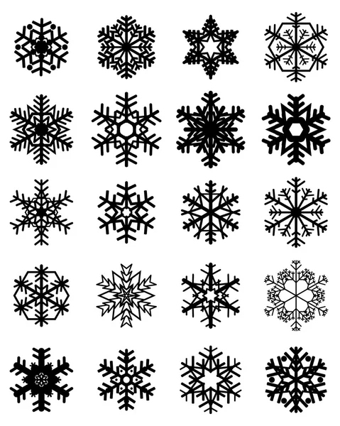 Vector de copos de nieve negro — Archivo Imágenes Vectoriales