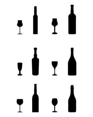 kadehler ve şişeler