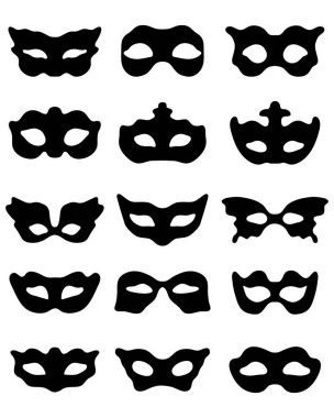 silhouette of festive masks clipart