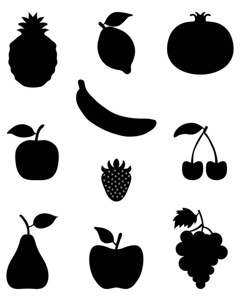 Silhouette di frutta — Vettoriale Stock