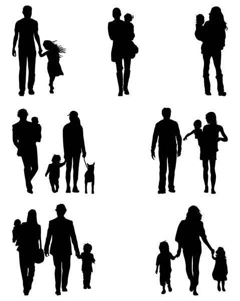 Aileler yürüme — Stok Vektör