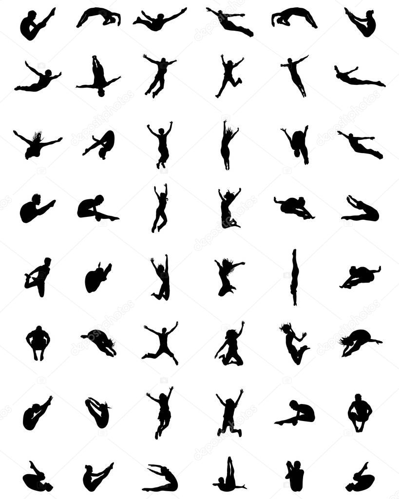silhouettes of jumping 