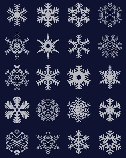 Conjunto de diferentes copos de nieve — Vector de stock