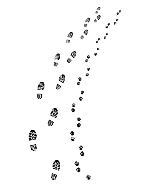 Stopy Člověka Psa Zahněte Doprava Vektor — Stockový vektor