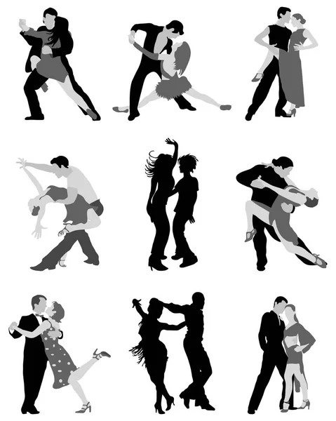 Illustrationen Von Tangospielern Auf Weißem Hintergrund — Stockvektor