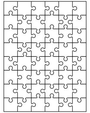 Beyaz jigsaw puzzle parçaları ayrı