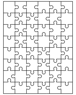 Beyaz jigsaw puzzle parçaları ayrı