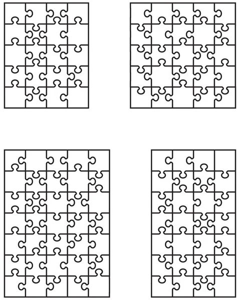 Vektor Illustration Von Vier Vignetten Puzzles Isolierte Teile — Stockvektor