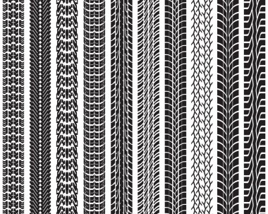 Black prints of tread of cars, seamless illustration clipart