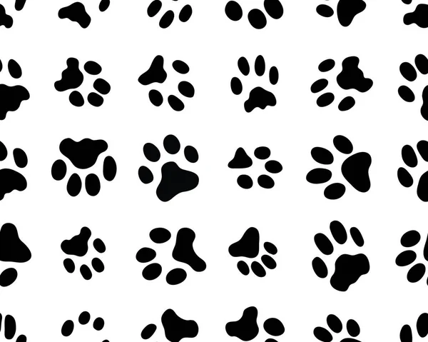 Black Trace Cats White Background Seamless Vector Wallpaper — Stock Vector