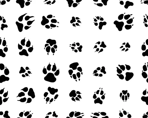 Чорний Слід Собак Білому Тлі Безшовні Векторні Шпалери — стоковий вектор