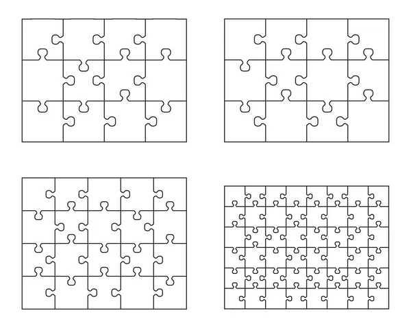 Set Quattro Puzzle Bianchi Parti Separate — Vettoriale Stock