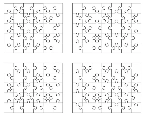 Conjunto Quatro Puzzles Brancos Partes Separadas —  Vetores de Stock
