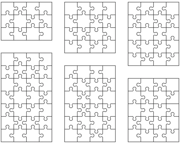 Set Six White Puzzles Separate Parts Stock Illustration
