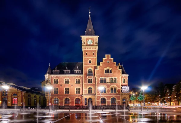 Schönes Antikes Gebäude Kölner Rheinauhafen Bei Nacht — Stockfoto