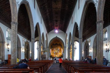 Madeira 'daki Funchal Katedrali iç mimarisi.