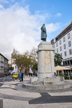 Navigatör Joao Goncalf Zarco 'nun Funchal, Madeira' daki heykeli