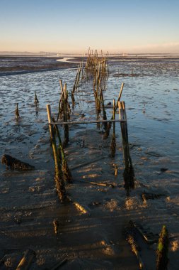Carrasqueira Palafitic Pier Comporta, Portekiz 'de gün batımında