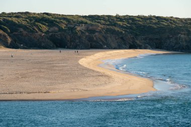 View of Vila Nova de Milfontes beach river Mira, in Portugal