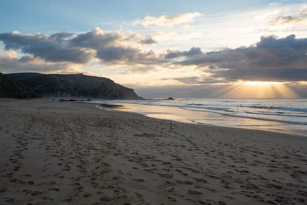 Stranden Praia Amado Vid Solnedgången Costa Vicentina Portugal — Stockfoto