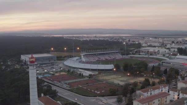 Aerial Drone Video Vila Real Santo Antnio City Φάρος Farol — Αρχείο Βίντεο