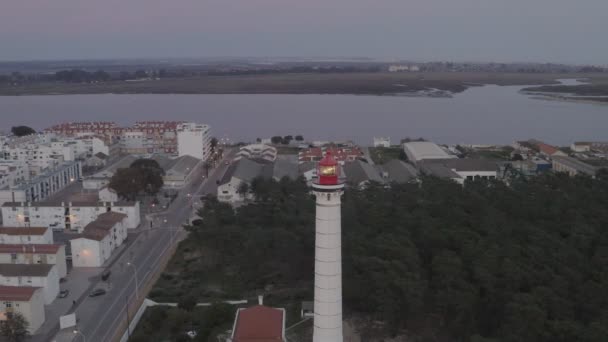 Vídeo Drones Aéreos Cidade Vila Real Santo Antnio Farol Farol — Vídeo de Stock