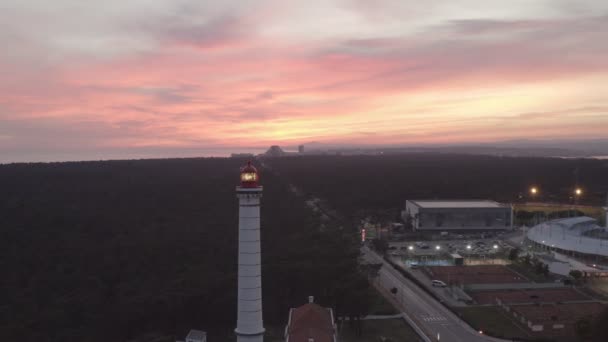 Luchtfoto Van Vila Real Santo Antnio Stad Vuurtoren Farol Stadion — Stockvideo