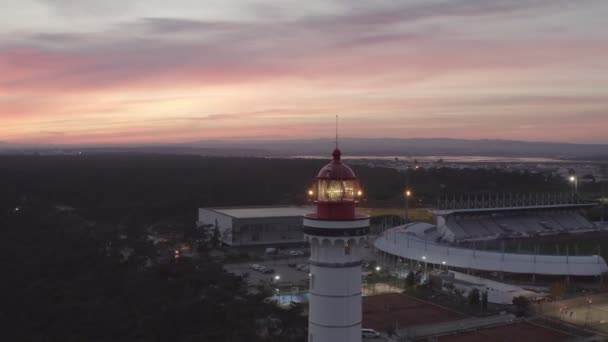 Aerial Drone Video Vila Real Santo Antnio City Lighthouse Farol — Stockvideo
