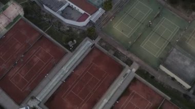 Aerial drone video of Vila Real de Santo Antnio city, lighthouse farol and stadium in Portugal, at sunset