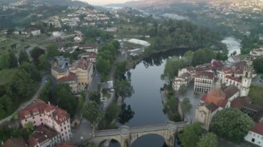 Amarante drone aerial view in Portugal at sunrise