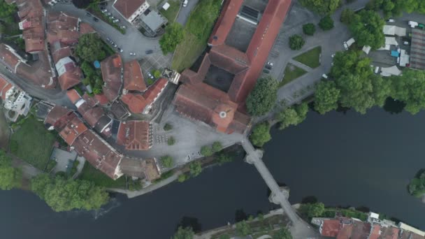 Amarante Drone Luchtzicht Portugal Bij Zonsopgang — Stockvideo