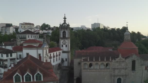 Vista Aérea Del Dron Amarante Portugal Amanecer — Vídeos de Stock