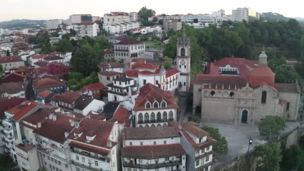 Amarante Drone Luchtzicht Portugal Bij Zonsopgang — Stockvideo