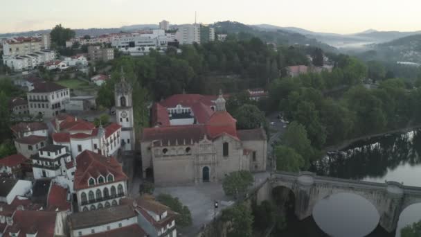 Amarante Drone Aerial View Portugal Sunrise — Stok video