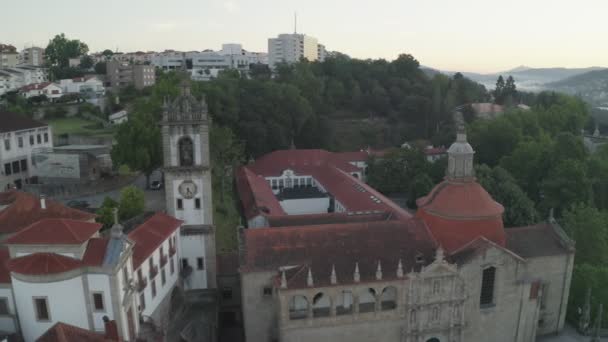 Vista Aérea Del Dron Amarante Portugal Amanecer — Vídeos de Stock