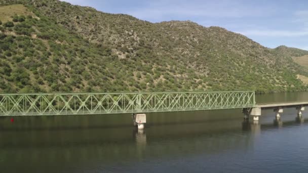 Drone View Railway Bridge Douro Region Ferradosa Portugal — Stockvideo