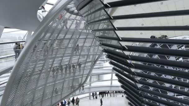 Interiér Budovy Německého Reichstag Parliament Skla — Stock video