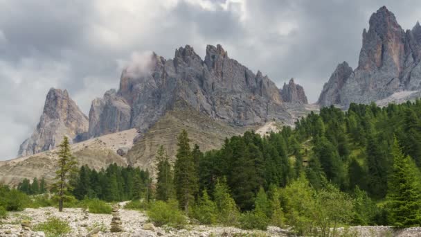 Timelapse Video Dolomiterna Italienska Alperna Med Furchetta Berget — Stockvideo