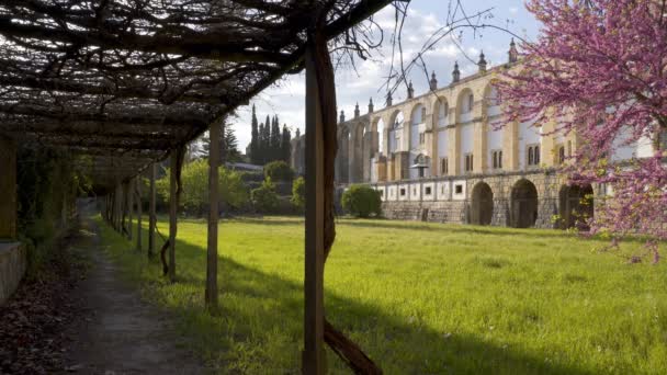Сад Монастыре Convento Cristo Christ Томаре Португалия — стоковое видео