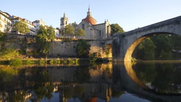 Amarante Uitzicht Met Ponte Sao Goncalo Brug Portugal — Stockvideo