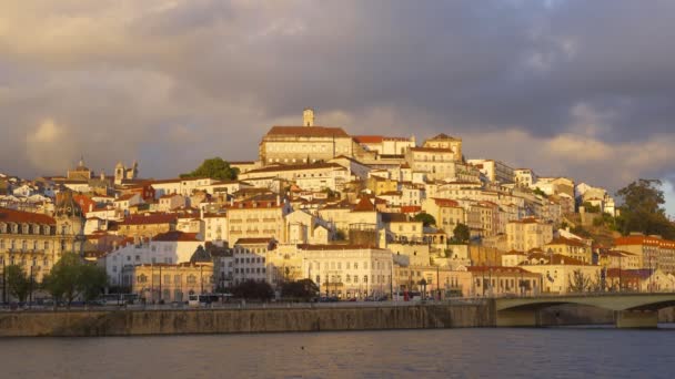 Vista Ciudad Coimbra Atardecer Portugal — Vídeo de stock