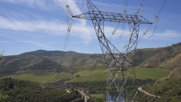 Foz Tua Dam Elektrische Toren Portugal — Stockvideo