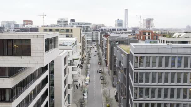 Hamburg Daki Binaların Elbphilharmonie Sinin Tepesinden Bak — Stok video