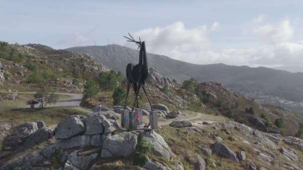 Vue Aérienne Drone Cervo Vila Nova Cerdeira Portugal — Video