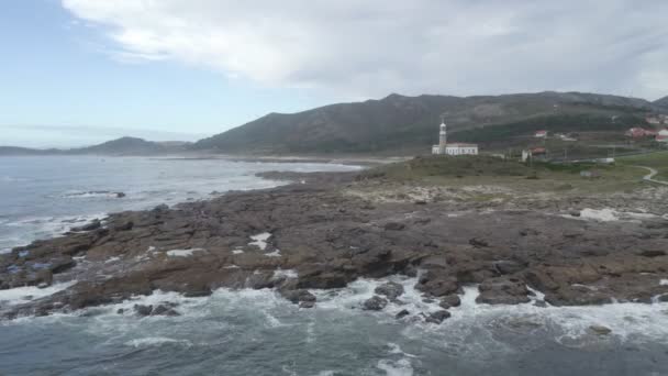 Punta Larino Farol Drone Vista Aérea Paisagem Praia Costa Norte — Vídeo de Stock