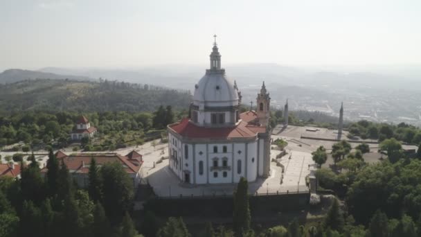 葡萄牙布拉加的Santuario Sameiro保护区无人驾驶飞机俯瞰 — 图库视频影像