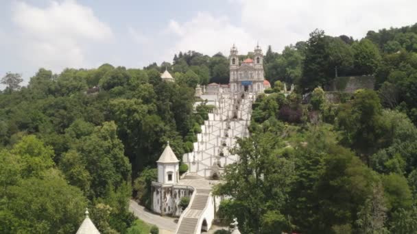 Santuario Bom Jesus Sanctuary Drone Air View Braga Portugal — стокове відео